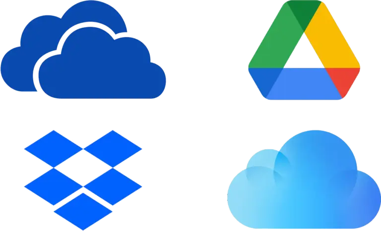 Ikoner för molntjänster och filsynkronisering