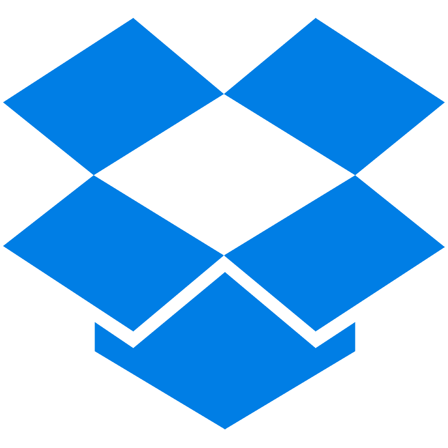 Blå Dropbox-symbol som visar molnbaserad filhantering